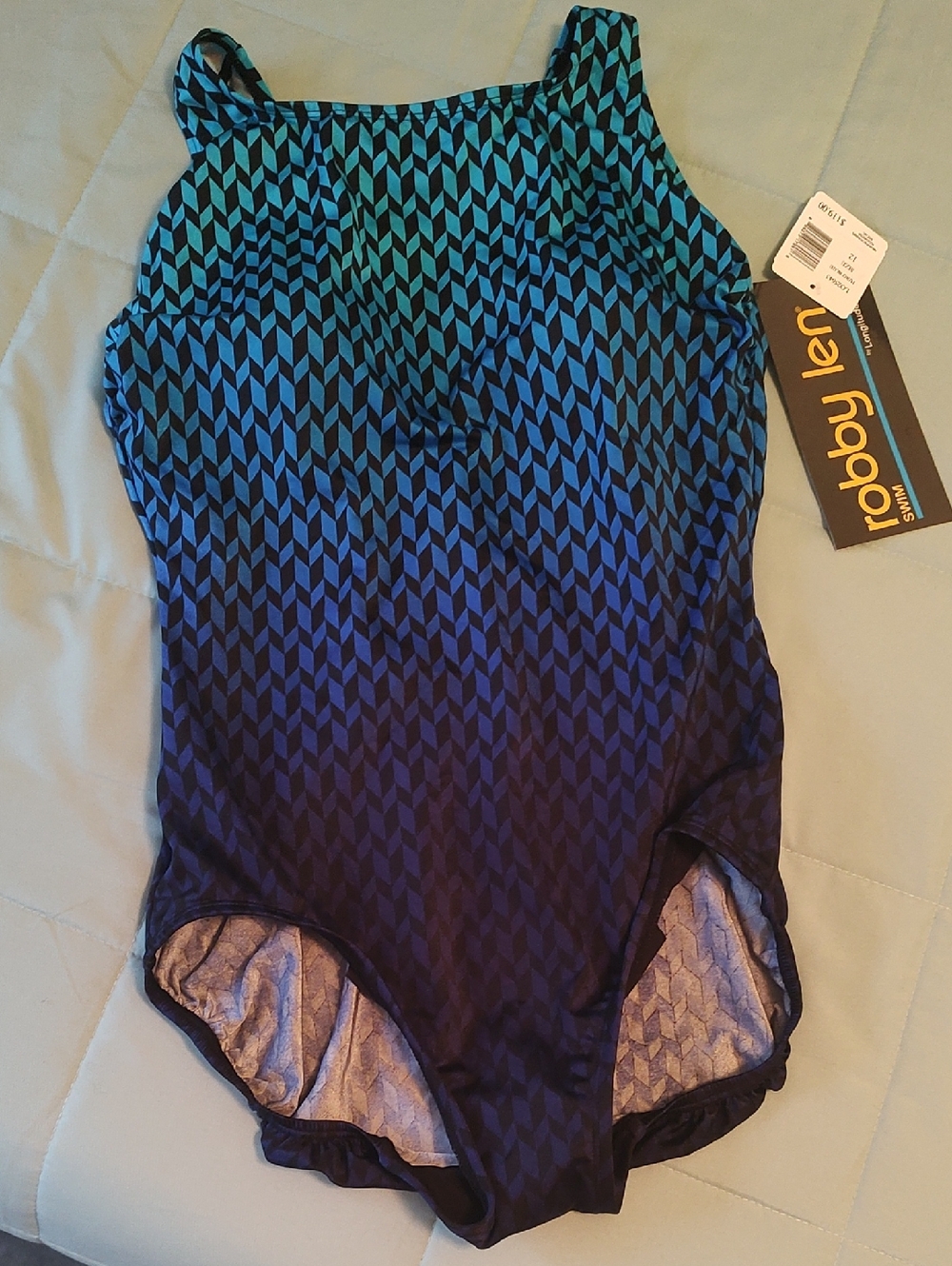 roby len Women's Blue Teal Ombre One-Piece Swimsuit